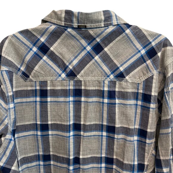 Buckle Black Men's New Light Plaid Grey Button Down Shirt - Size Large - Picture 11 of 13